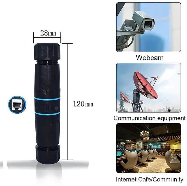 Alt view image 7 of 7 - IP68 Waterproof RJ45 Coupler Shielded Pure Copper Ethernet Coupler - Outdoor LAN Cable Connector for Cat5/ Cat5e/Cat6/Cat7/Cat8 Ethernet Cable (Black 5 PCS Female)