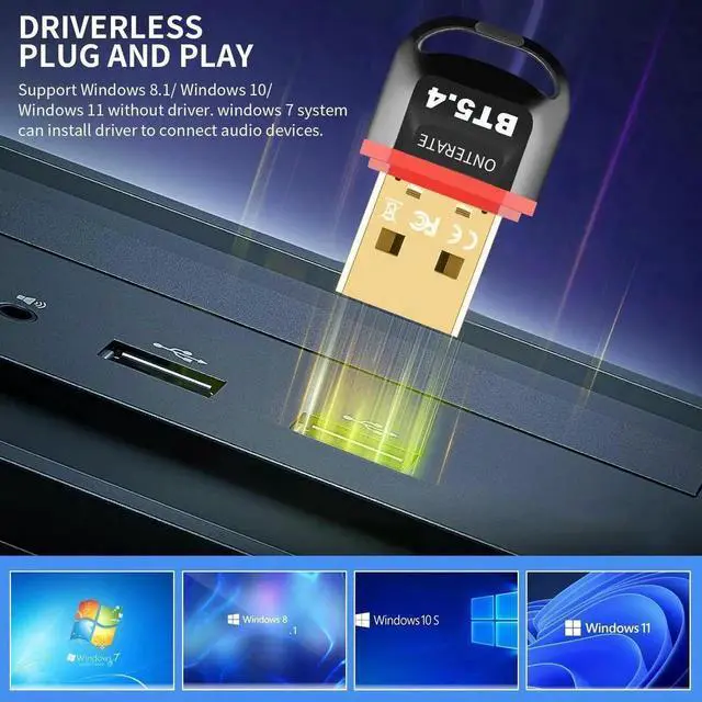 Alt view image 2 of 7 - USB Bluetooth 5.4 Adapter Plug & Play Bluetooth Dongle Receiver Long Range Support Windows 11/10/8.1 for Desktop Laptop PS/Xbox Keyboard Mouse Headset
