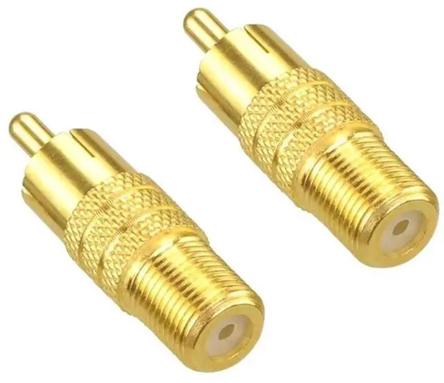 Main image of F-Type Female to RCA Male Coaxial Cable Audio Adapter Gold Plated Connector, 2-Pack
