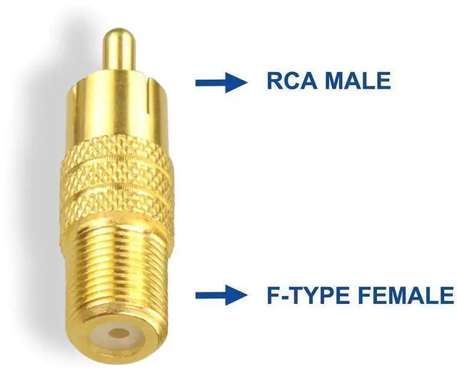 Alt view image 2 of 6 - F-Type Female to RCA Male Coaxial Cable Audio Adapter Gold Plated Connector, 2-Pack