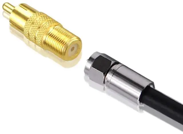 Alt view image 4 of 6 - F-Type Female to RCA Male Coaxial Cable Audio Adapter Gold Plated Connector, 2-Pack