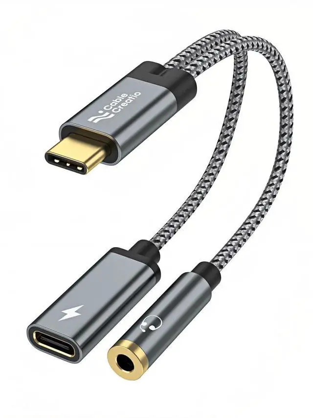 Main image of USB C to 3.5mm Headphone and Charger Adapter with PD 100W 60W Fast Charging, USB C to Audio Jack Type C to Aux Cord for iPhone 16 15, Galaxy S24/S23/S22 Ultra+, iPad Pro/Air, Pixel 9/8+