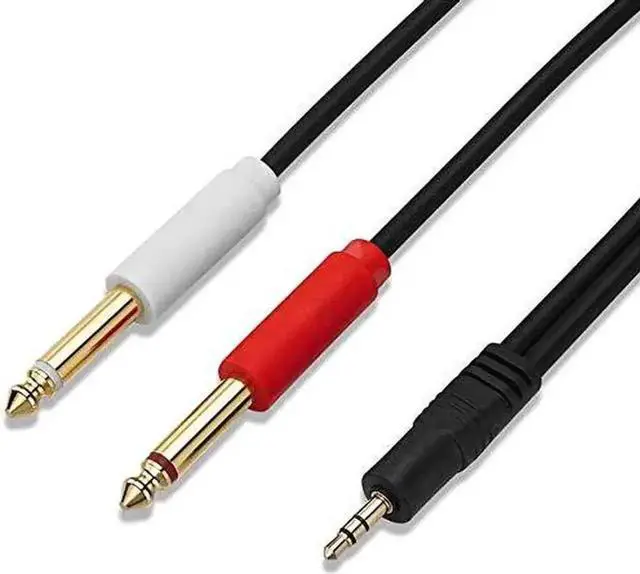 Alt view image 2 of 3 - 3.5 mm TRS to Dual 1/4 inch TS Premium Stereo Breakout Cable for Connecting iPhones, iPods, iPads, Mac, Laptop, or Audio Device to Pro Audio Gear (33ft/10m)