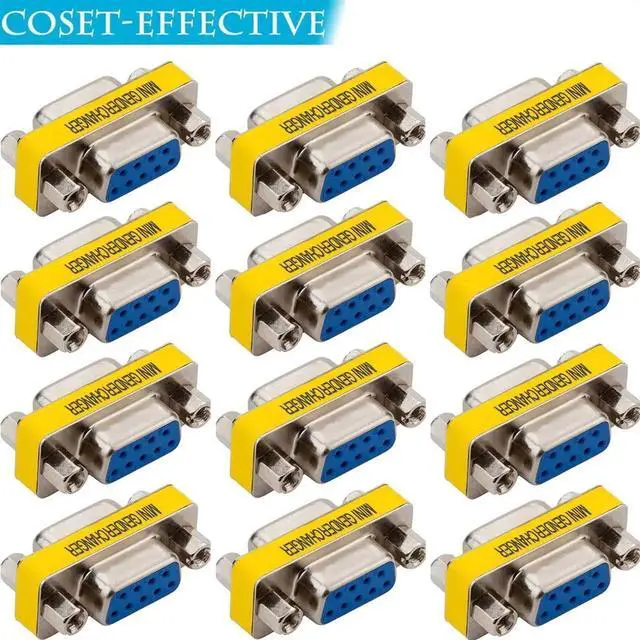 Alt view image 2 of 7 - JAENFONG 12-Pack 9Pin RS232 Serial Cable DB9 Female to Female Mini Gender Changer Adapter Coupler Connector