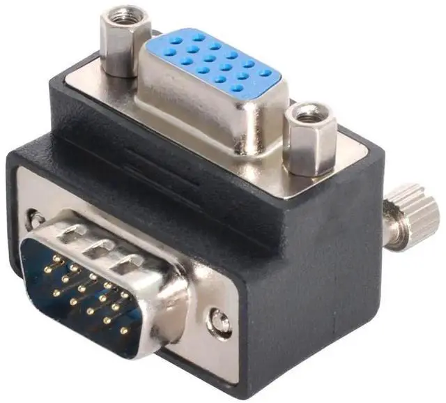 Alt view image 2 of 6 - JAENFONG 2 Pack VGA Connectors,VGA SVGA D-Sub HDB15Pin Male to Female 90 Degree Angled Gender Changer Video Graphics Array Connector Adapter for Monitor/Projector/Graphics