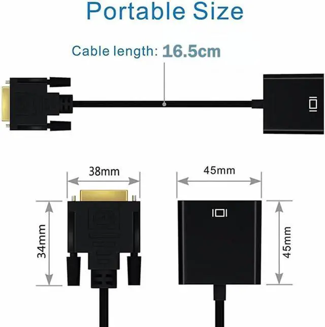 Alt view image 2 of 7 - DVI to VGA Adapter,1080p Active DVI-D to VGA Adapter Converter 24+1 Male to Female Adapter for Computer PC Desktop Laptop Projector DVD HDTV Display