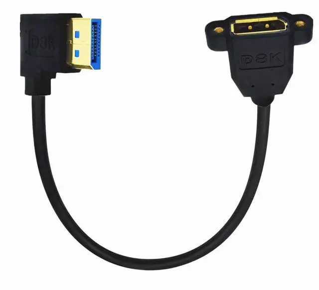 Main image of Cable 8K DisplayPort Display Port Male to Female Extension Cable 90 Degree Angled Left