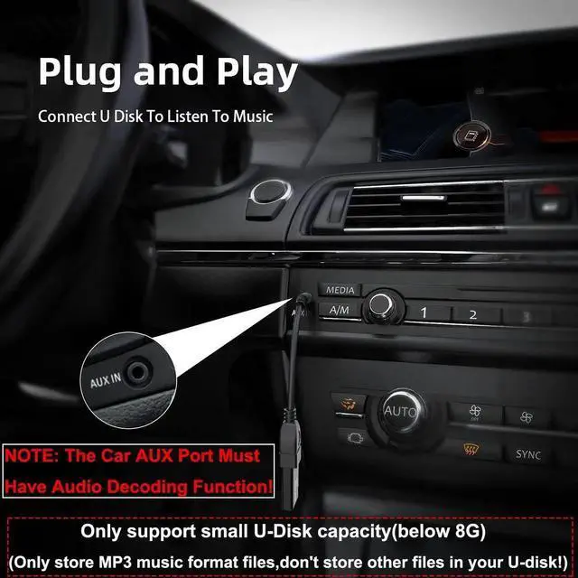 Alt view image 3 of 6 - JAENFONG 3.5mm (1/8 inch) AUX Audio Plug Male to USB 2.0 Female OTG Adapter Converter Cable for Playing Music with U-Disk in Your Car
