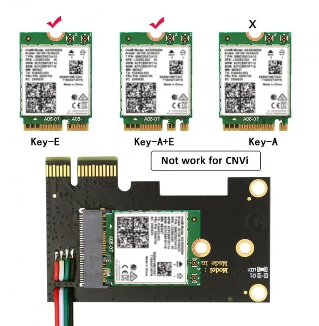 Alt view image 4 of 14 - JAENFONG Card Wireless NGFF A/E-Key WiFi Card to PCI-E Express 1x Adapter for WLAN Wifi6 Wifi7 Bluetooth (PCIE to A+E)