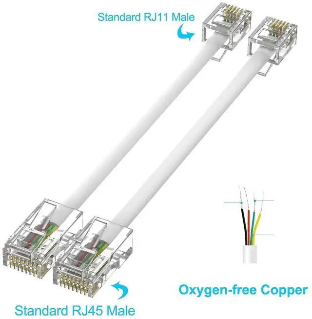 Alt view image 5 of 7 - Phone Jack to Ethernet Cable Adapter, RJ45 8P8C Female to RJ11 6P4C Male for Landline Telephone Service (2 Pack)