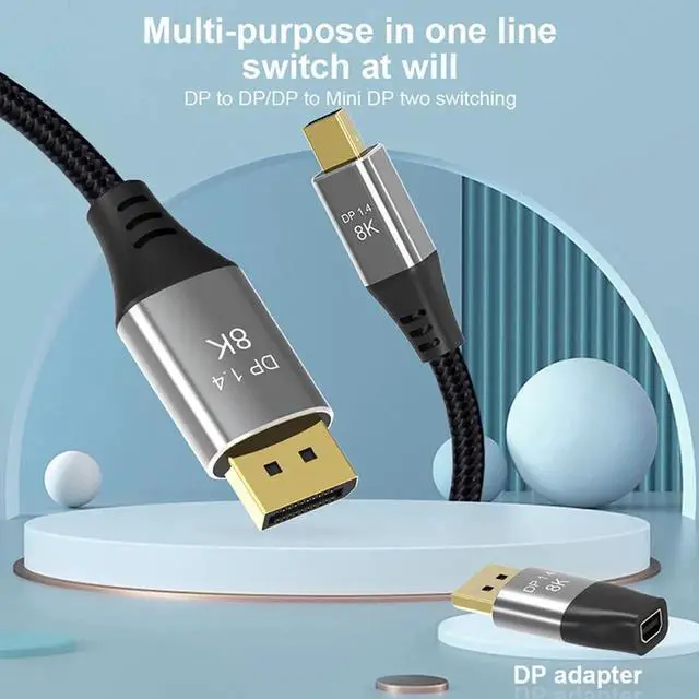 Alt view image 4 of 7 - JAENFONG Bidirectional Mini Displayport to Displayport Adapter Converter M DP Extender 8K@60Hz 4K@144Hz for Macbook Pro Air-1 Pack