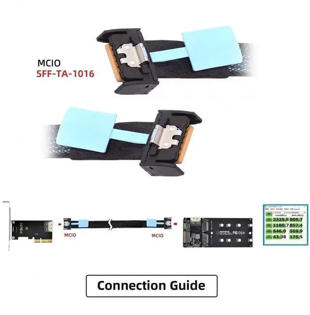 Alt view image 6 of 7 - JAENFONG Cable PCI-E 5.0 Mini Cool Edge IO MCIO PCI-E 4i 38Pin Male to MCIO 4i SFF-TA-1016 Extender Cable 50cm