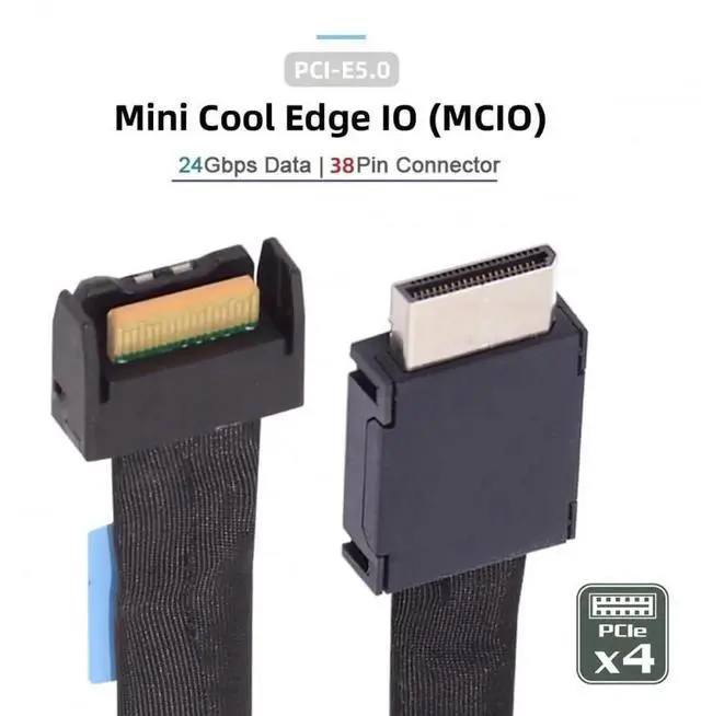 Alt view image 5 of 7 - JAENFONG Cable PCI-E 5.0 Mini Cool Edge IO MCIO PCI-E 4i 38Pin Male to SFF-8611 Oculink 4X Extender Cable 50cm