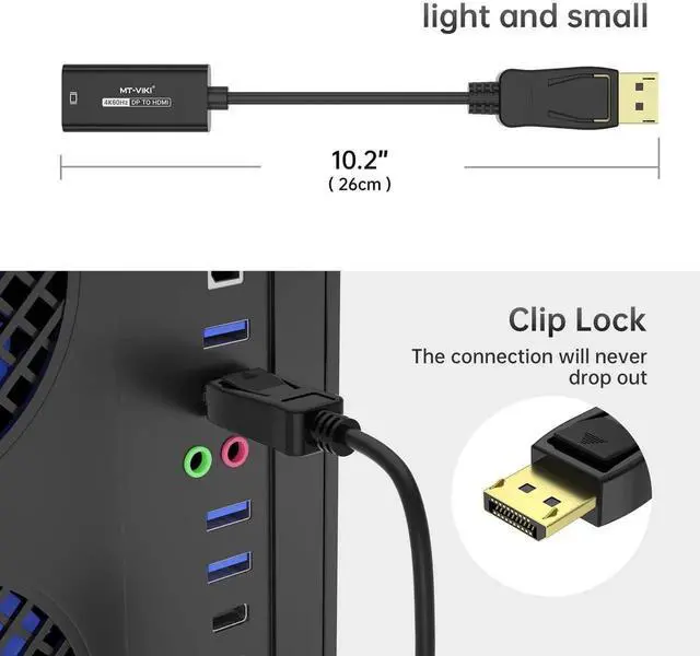 Alt view image 3 of 5 - MT-VIKI 4K@60Hz DP to HDMI Adapter, Displayport 1.2 to HDMI 2.0 Adapter 2K@120Hz, DP Source to HDMI Monitor-Male to Female, Unidirectional