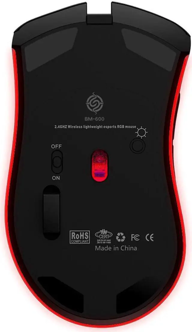 Alt view image 5 of 6 - BM600 2.4G Wireless Rechargeable Mouse Hollow Honeycomb 1600DPI 7 Buttons Ergonomic RGB Optical Mice for Computer Laptop PC Gamer White