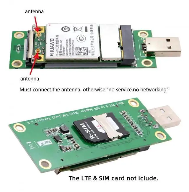 Alt view image 5 of 7 - Adapter Mini PCI-E Wireless WWAN to USB Adapter Card with SIM Card Slot Module Testing Tools for 3G/4G/5G LTE Wireless Module Modem Card