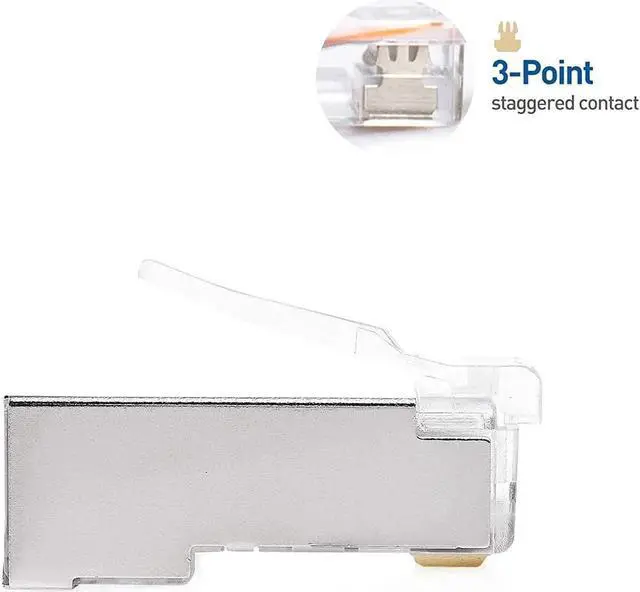 Alt view image 2 of 7 - Cable Matters 100-Pack Cat 6A Shielded Pass Through RJ45 Connectors (Cat 6A Ends / Cat6A Connector / RJ45 Modular Plugs/Ethernet Plugs/Network Connector) for Solid or Stranded S/FTP Ethernet Cable