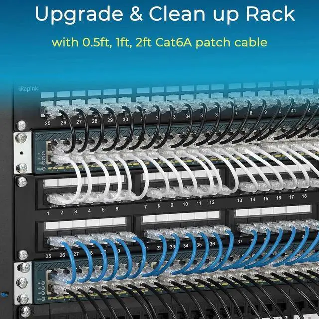Alt view image 2 of 14 - Patch Cables Cat6/ Cat6a 1ft (24 Pack) Slim, Cat6a Ethernet Patch Cable 10G Support, Snagless Cat 6 Patch Cable for Patch Panel to Switch, Flexiable Cat6 Ethernet Cable Black