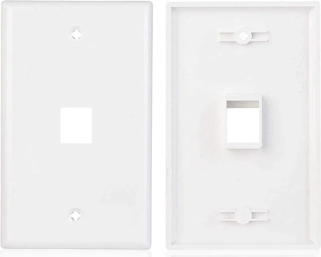 Alt view image 3 of 4 - Cable Matters 2-Pack 1-Port Ethernet Wall Plate, Cat6 Wall Plate / Cat5 Ethernet Wall Outlet in White with White Ethernet Keystone Jack