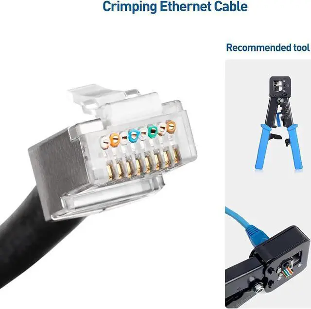 Alt view image 4 of 7 - Cable Matters 100-Pack Cat 6A Shielded Pass Through RJ45 Connectors (Cat 6A Ends / Cat6A Connector / RJ45 Modular Plugs/Ethernet Plugs/Network Connector) for Solid or Stranded S/FTP Ethernet Cable