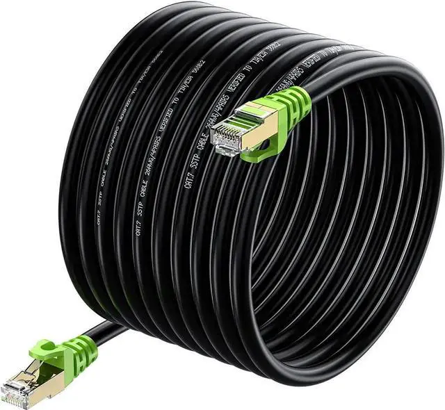 Main image of Outdoor Cat 7 Ethernet Cable 300ft, 26AWG Heavy-Duty Cat7 Networking Cord Patch Cable RJ45 Transmission Speed 10GbpsTransmission Bandwidth 600Mhz LAN Wire Cable SFTP Waterproof Direct Burial