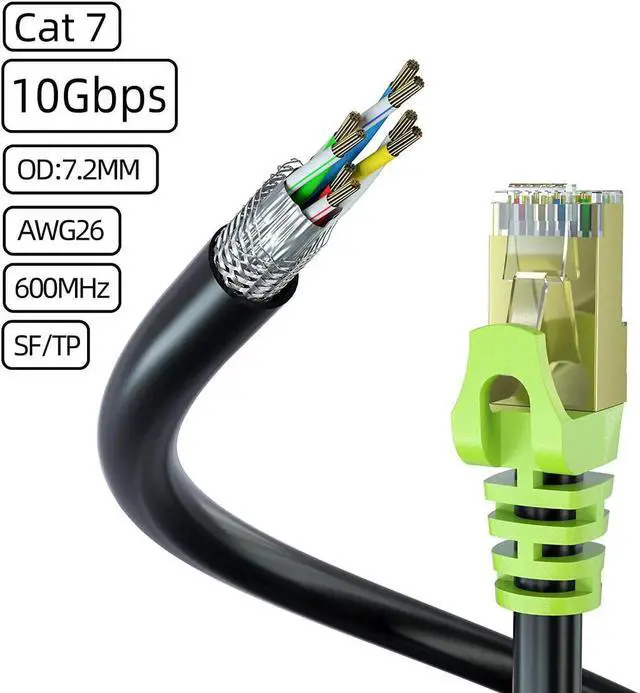 Alt view image 6 of 6 - Outdoor Cat 7 Ethernet Cable 300ft, 26AWG Heavy-Duty Cat7 Networking Cord Patch Cable RJ45 Transmission Speed 10GbpsTransmission Bandwidth 600Mhz LAN Wire Cable SFTP Waterproof Direct Burial