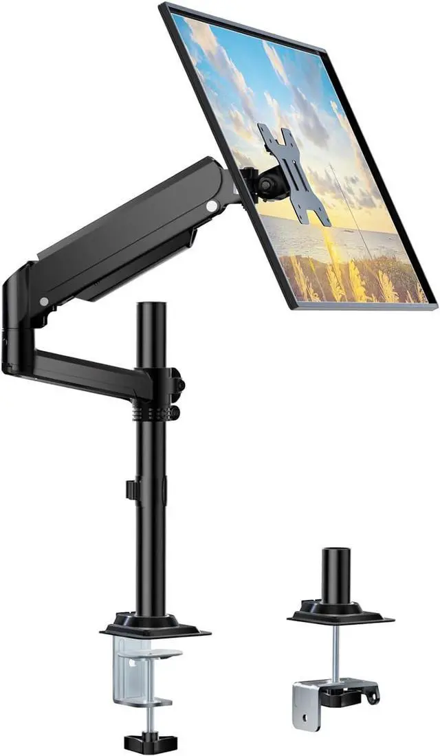 Main image of WALI Single Monitor Arm 13-32 Inch, Single Monitor Mount, Vesa Desk Mount up to 19.8lbs Gas Spring Arm with Clamp, VESA 75x75mm or 100x100mm Compatibility(GSDM001), Black