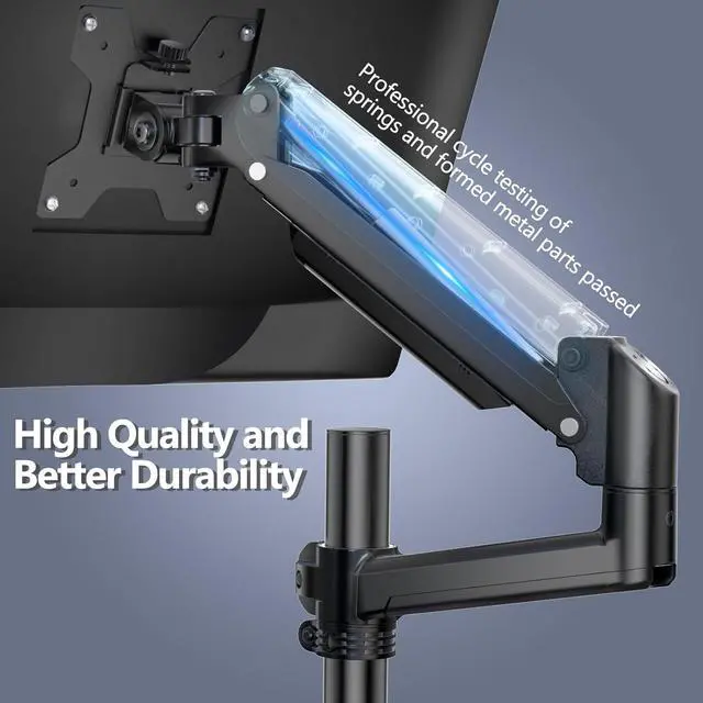 Alt view image 7 of 7 - WALI Single Monitor Arm 13-32 Inch, Single Monitor Mount, Vesa Desk Mount up to 19.8lbs Gas Spring Arm with Clamp, VESA 75x75mm or 100x100mm Compatibility(GSDM001), Black