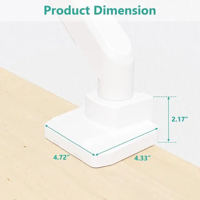 Alt view image 5 of 7 - WALI Ultrawide Monitor Arm for 13 to 49 Inch Heavy Duty Curved Screens, Adjustable Gas Spring Single Monitor Desk Mount with 2 USB 3.0 Ports, Holds 33 lbs, 75x75/100x100 VESA, White (GSMU001-W)