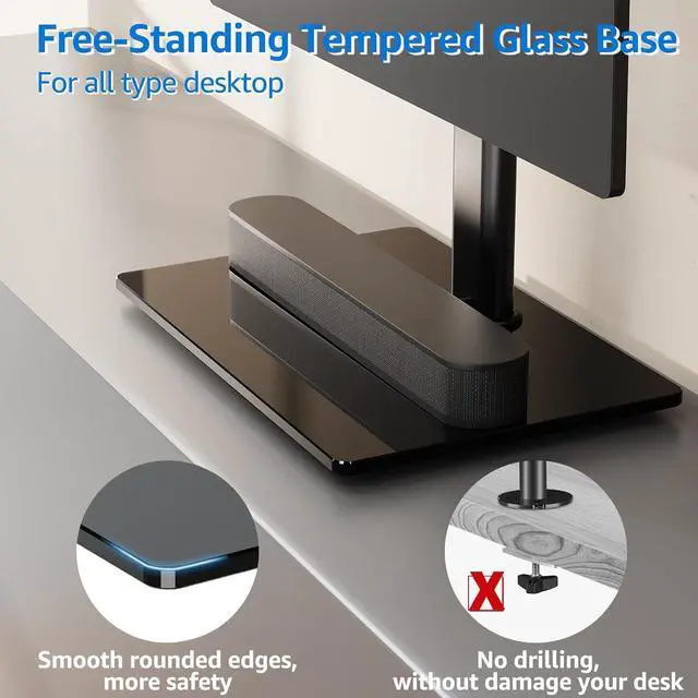 Alt view image 3 of 7 - MOUNTUP Vertical Dual Monitor Stand, Stack Two Screens up to 32 inches,33 Lbs, Free-Standing Monitor Desk Mount, Monitor Riser with Swivel, Tilt, Height Adjustable, VESA Stand 100 x 100mm, 75 x 75mm