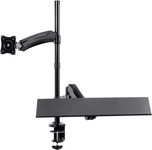 Alt view image 3 of 6 - Monoprice Articulating Gas Spring Sit Stand Monitor and Keyboard Workstation Mount - for Displays 13in to 26in, VESA 75x75 to 100x100, Easy to Use, Compatible with Most Desks, Black