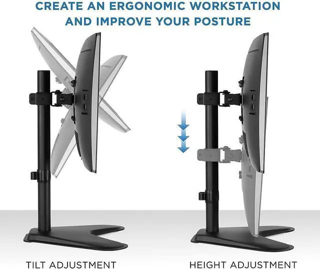 Alt view image 4 of 7 - Mount-It! Single Monitor Stand, Freestanding Desk Mount for 21.5-32 Inch Screens, VESA Compatible Desk Stand with Height Adjustable, Tilt, Swivel, and Rotation Features, Sturdy Base Supports 17.6 lbs