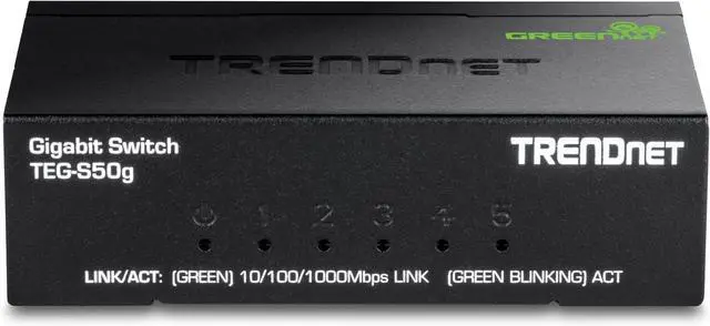 Alt view image 7 of 7 - TRENDnet 5-Port Mini Gigabit Switch, TEG-S50g, GREENnet Technology, NDAA + TAA Compliant, Desktop Metal Ethernet Network Switch, 5 x Gigabit Ports, Fanless, Lifetime Protection, Black