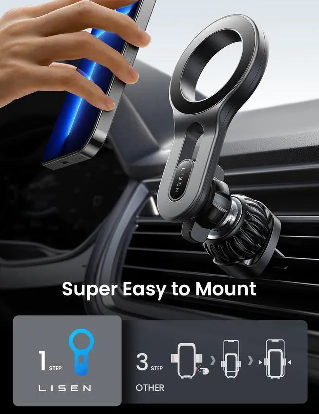 Alt view image 7 of 7 - for MagSafe Car Mount Magnetic Car Phone Mount Air Vent Phone Holder Car [Super Strong Magnets] Hands Free Cell Phone Holder 17X Strong Clip Car Accessories fit iPhone 16 15 14 13 Pro Plus Max