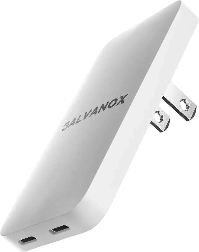 Main image of Galvanox Dual USB-C Flat Wall Charger - Fast Charging Ultra Slim Outlet Plug, Multi Port Type C for iPhone 13, 14, 15 iPhone 16 Pro Max and Samsung Galaxy Phones (20W)
