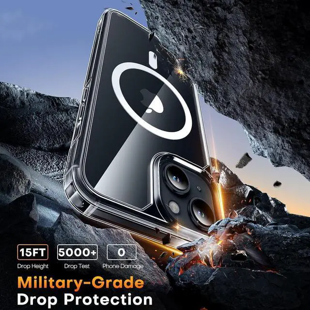 Alt view image 4 of 7 - TAURI 3 in 1 Magnetic for iPhone 13 Case, [Compatible with MagSafe] [with 2X Screen Protectors] Not-Yellowing, Military-Grade Protection Slim Phone Case for 13 Cover, Clear, 6.1"