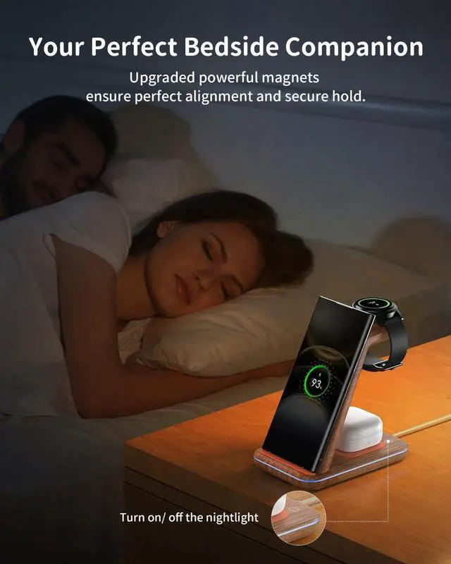 Alt view image 5 of 7 - Wireless Charger Station for Samsung Product: JoyGeek 3-in-1 Phone Charging Stand for Galaxy Watch7 Pro/4/3/Active2/1 - S24/S23 Ultra/S22/S21/S20/Note 20/ Z Fold&Flip - Buds 3 Pro