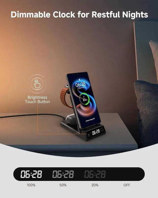 Alt view image 5 of 7 - Charging Station for  703S Wireless Charger for Galaxy S25 Ultra/S25+/S25/S25 Edge/S24 Ultra/S24+/S24/S23 Galaxy Watch 8/8 Classic/Ultra/7/6/5 Galaxy Buds 3 Pro/3 (No Adapter)