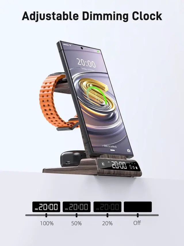 Alt view image 4 of 7 - Wireless Charger for  Charging Station 3 in 1 Android Phone Charger for  Galaxy S25 Ultra/S24 Ultra/S23/Z Fold7/Flip7 Galaxy Watch 8/8 Classic/Ultra/7/6/5 Galaxy Buds 3 Pro/3