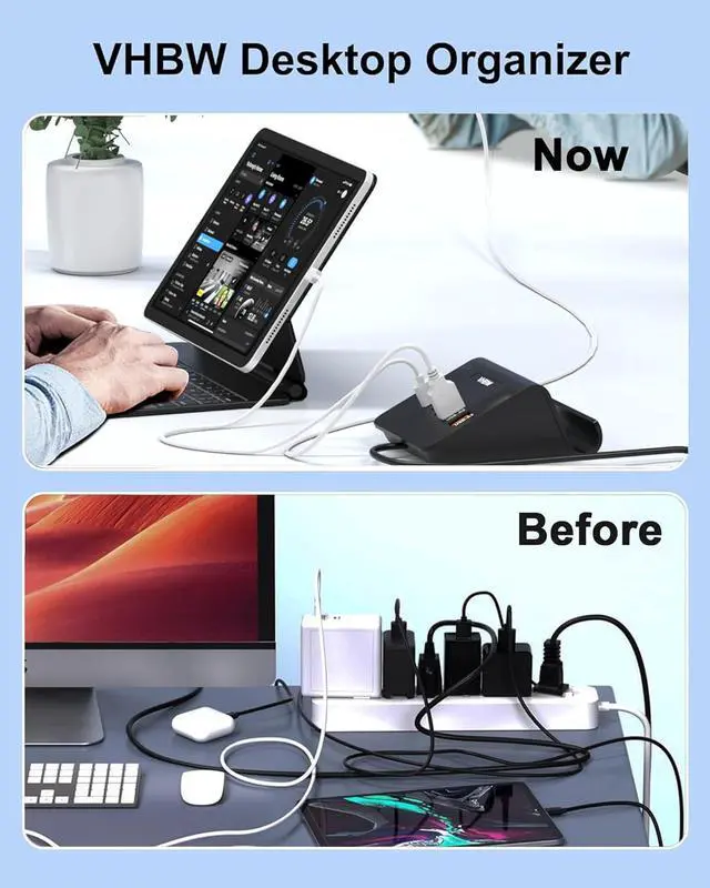 Alt view image 3 of 7 - USB C Charging Station 35W, VHBW 6-Port (3 USB-C and 3 USB-A) Desktop Fast Charging Station for iPhone 14/13/12,Samsung Galaxy S23/S22/S21,etc