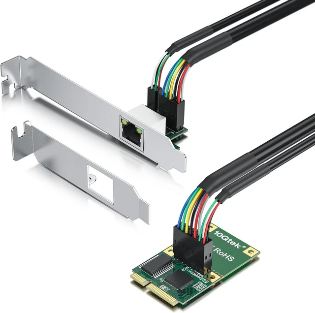 Main image of 10Gtek Mini PCIe 1G Ethernet Network Card (Intel I210AT), with LED Light, 30-cm Cable Length, Single Port RJ45, Mini Pice Interface, not for M.2