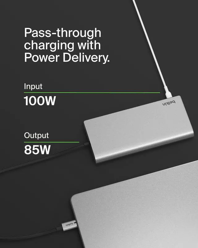 Alt view image 3 of 7 - Connect Universal USB-C 8-in-1 Dual Display Core Hub w/Silicon Motion Technology - Compatible with Mac Windows and Chromebook - 100W PD w/ 10Gbps Transfer Speeds & 1GbE Ethernet - Silver