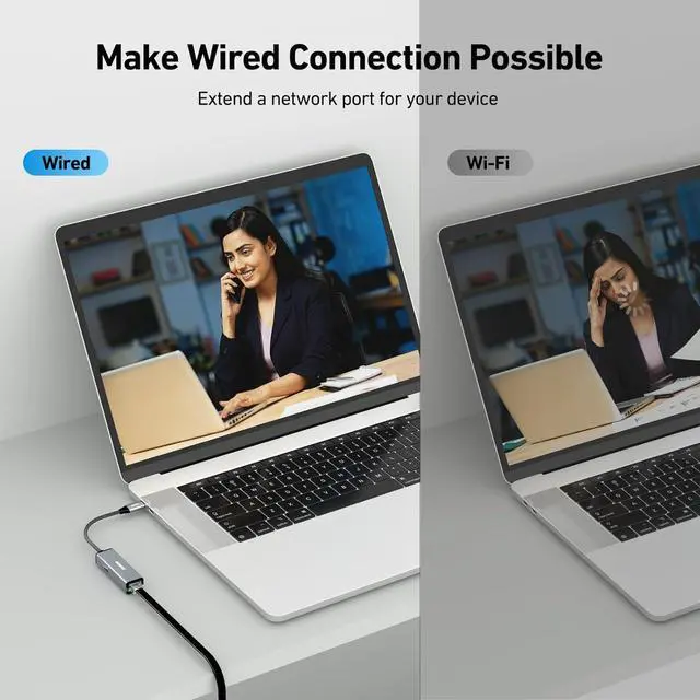 Alt view image 5 of 7 - BENFEI USB-C to Ethernet Gigabit Adapter with 100W Power Delivery, Thunderbolt 3/4 to RJ45 Ethernet LAN Network Adapter Compatible with iPhone 15 Pro/Max, MacBook Pro/Air 2023, iMac