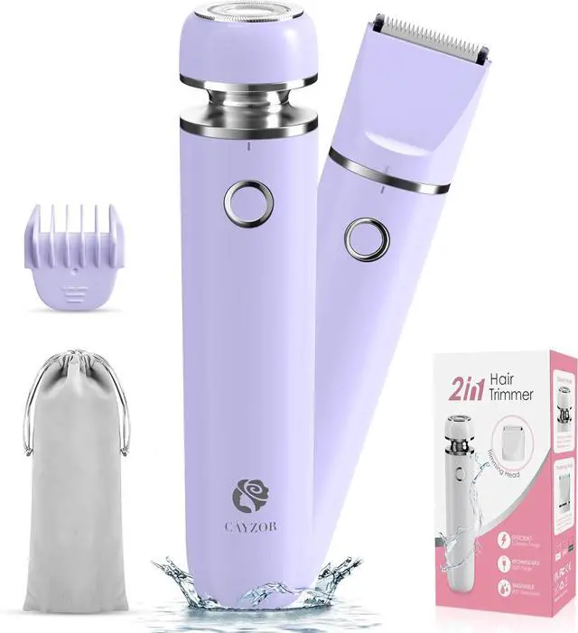 Main image of Bikini Trimmer and Shaver Kit for Women - 2-in-1 Wet/Dry Electric Body Hair Trimmer Facial Hair Removal Cordless Waterproof Bikini Shaver Razor for Face Lip Chin Pubic Underarm Legs (Purple)
