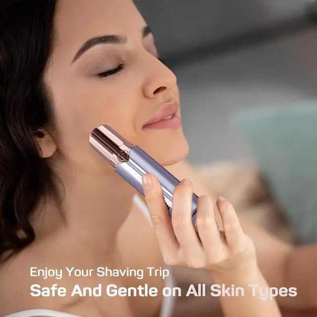 Alt view image 7 of 7 - Facial Hair Remover for Women's Face Chin Lip Mustache Neck Armpit Peach Fuzz, Gurelax Electric Painless Hair Removal Device with 2 Replacement Heads