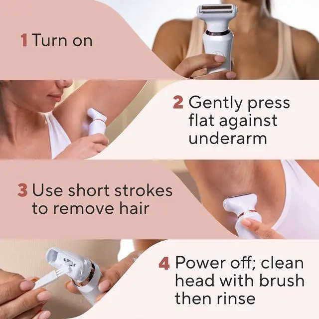 Alt view image 7 of 7 - Finishing Touch Flawless Underarm Hair Removal Electric Razor Device, Designed to Shave and Contour Womens Sensitive Underarm Area, Cordless Groomer, Painless for All Skin Types