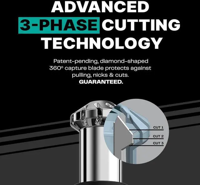 Alt view image 3 of 6 - Conair Men Ear, Nose and Eyebrow Trimmer, Patented 360° Bevel Blade for No Pulls, Nicks or Cuts Guaranteed, Nose Hair Trimmer for Men, Non-Slip Grip, 5-Piece Kit with Travel Case