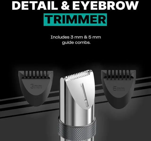 Alt view image 5 of 6 - Conair Men Ear, Nose and Eyebrow Trimmer, Patented 360° Bevel Blade for No Pulls, Nicks or Cuts Guaranteed, Nose Hair Trimmer for Men, Non-Slip Grip, 5-Piece Kit with Travel Case