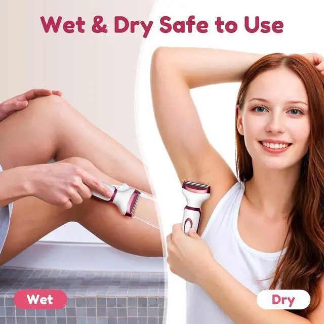 Alt view image 3 of 7 - Electric Razors for Women, 4 in 1 Electric Women Shaver, Hair Removal Epilators for Leg Face Arm Bikini Armpit Pubic Hair, Cordless Rechargeable Portable Women's Bikini Trimmers, White