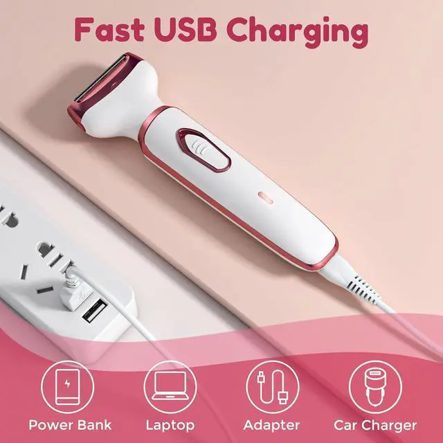 Alt view image 5 of 7 - Electric Razors for Women, 4 in 1 Electric Women Shaver, Hair Removal Epilators for Leg Face Arm Bikini Armpit Pubic Hair, Cordless Rechargeable Portable Women's Bikini Trimmers, White